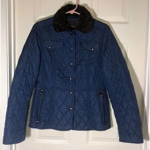 Weatherproof Quilted Faux Fur lined Blue Jacket Size S